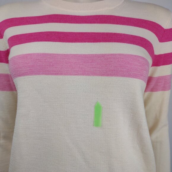 J. Crew for Net-A-Porter ivory pink striped Merino Wool sweater ladies XS - Picture 3 of 11